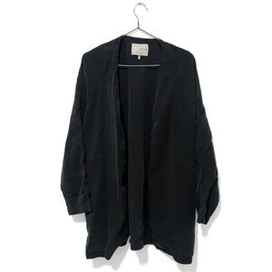 Oak + Fort Dark Grey Open-Front Flowy Satin Cardigan Top Size Small